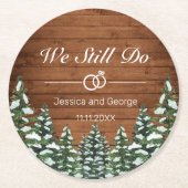 雪の森と森の国の結婚記念日 ラウンドペーパーコースター (正面)