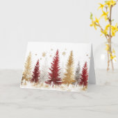 雪の森と金ゴールドと銀色の木 カード (黄色い花)
