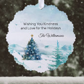 雪の森に赤いスカーフを持つ素敵な鹿w名前 オーナメントカード