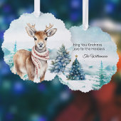雪の森に赤いスカーフを持つ素敵な鹿w名前 オーナメントカード