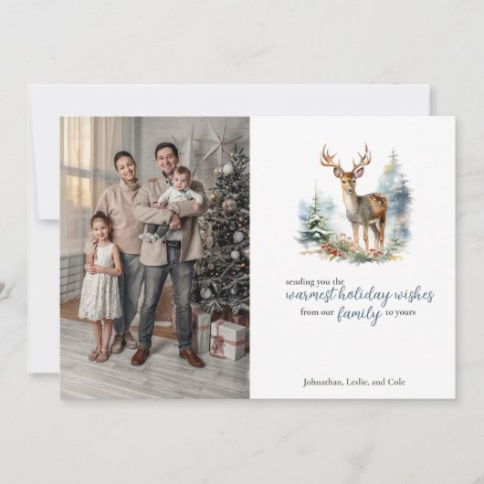 雪の森のかわいい冬の鹿|過去記事 シーズンカード (正面)