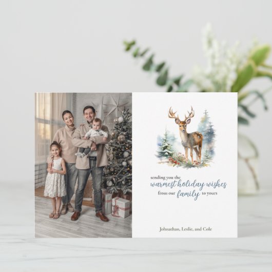 雪の森のかわいい冬の鹿|過去記事 シーズンカード (スタンド正面)