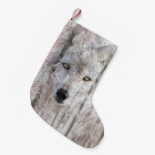雪の森のオオカミの顔 スモールクリスマスストッキング (正面 (吊り時))