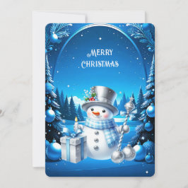 雪の森のクリスマスお祝いに元気な雪だるま シーズンカード