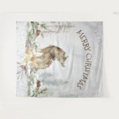 雪の森のクリスマスオオカミ陽気なクリスマス タペストリー (正面(横))