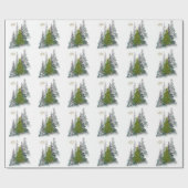 雪の森のクリスマスツリーの包装紙 ラッピングペーパー (フラット)