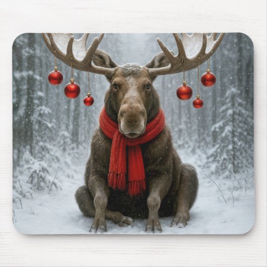 雪の森のクリスマス・ムース マウスパッド (正面)