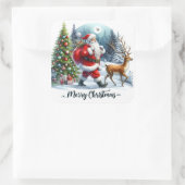 雪の森のサンタとトナカイ スクエアシール (バッグ)