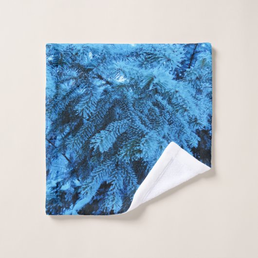 雪の森のトウヒの枝 バスタオルセット (ウォッシュタオル)