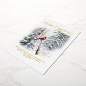 雪の森のノーザンカーディナル 箔シーズンカード (回転した状態)