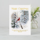 雪の森のノーザンカーディナル 箔シーズンカード (立ち正面)