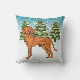 雪の森のハンガリー・ヴィズラ クッション