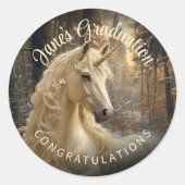 雪の森のユニコーン セピア ヴィンテージ ラウンドシール (正面)