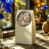 雪の森のユニコーン ~魔法のポニー~ セピア ヴィンテージ ラウンドシール