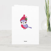 雪の森の中で可愛いペンギンがメリークリスマス シーズンカード (裏面)