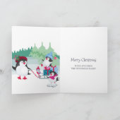 雪の森の中で可愛いペンギンがメリークリスマス シーズンカード (内部)