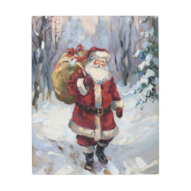 雪の森の中のサンタ