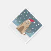 雪の森の中の漫画のサンタキット スタンダードカクテルナプキン (角)
