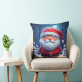 雪の森の中の陽気なサンタクロース クッション (椅子)