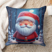 雪の森の中の陽気なサンタクロース クッション (ブランケット)