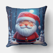 雪の森の中の陽気なサンタクロース クッション (裏面)