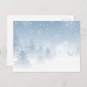 雪の森の中の鹿 ポストカード (正面/裏面)