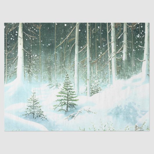 雪の森の冬のクリスマスの風景の切り離し 薄葉紙 (正面)