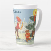 雪の森の冬の小人、ビンテージクリスマス カフェラテマグ (右アングル)