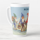 雪の森の冬の小人、ビンテージクリスマス カフェラテマグ (左アングル)