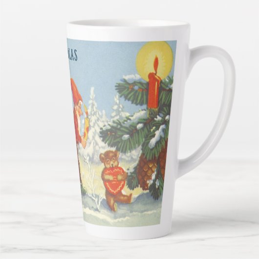 雪の森の冬の小人、ビンテージクリスマス カフェラテマグ (右)