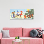 雪の森の冬の小人、ビンテージクリスマス キャンバスプリント (インサイチュ (リビング))