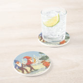 雪の森の冬の小人、ビンテージクリスマス コースター (側面)