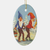 雪の森の冬の小人、ビンテージクリスマス セラミックオーナメント (右)