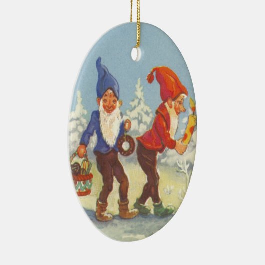 雪の森の冬の小人、ビンテージクリスマス セラミックオーナメント (右)