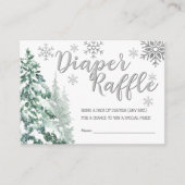 雪の森の冬の赤ちゃんシャワーおむつラッフル エンクロージャーカード (正面)
