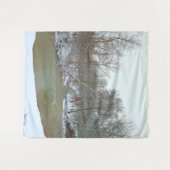 雪の森の冬の風景 自然の背景 タペストリー (正面(横))