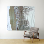 雪の森の冬の風景 自然の背景 タペストリー (インサイチュ(横))