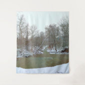 雪の森の冬の風景 自然の背景 タペストリー (正面)