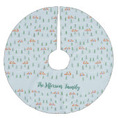 雪の森の北欧クリスマスキツネ ブラッシュドポリエステルツリースカート (正面)