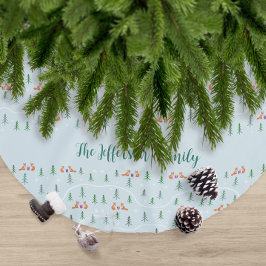 雪の森の北欧クリスマスキツネ ブラッシュドポリエステルツリースカート
