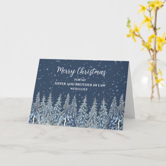 雪の森の姉妹と義理の兄クリスマス カード (黄色い花)