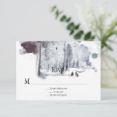 雪の森の婚礼出席確認（ゲストへの返信） ライチョウ 出欠カード (スタンド正面)