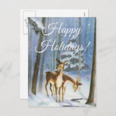 雪の森の子鹿2匹のポストカード シーズンポストカード (正面/裏面)