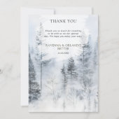 雪の森の山の結婚式 サンクスカード 案内状 (正面)
