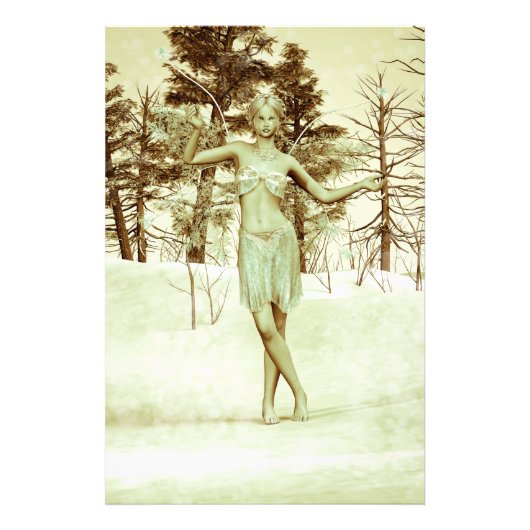 雪の森の幻想芸術 冬の妖精 フォトプリント (正面)