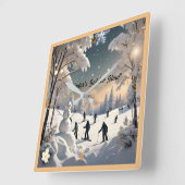 「雪の森の散歩」 スクエア壁時計 (傾斜)