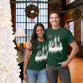 雪の森の木バッファロープレイドスタグハッピーホーホ Tシャツ