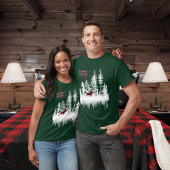 雪の森の木バッファロープレイドスタグハッピーホーホ Tシャツ