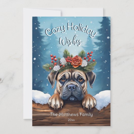 雪の森の森のぞきブルマスティフすてき シーズンカード (正面)