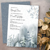 雪の森の水の色の冬のウェディングリハーサル 招待状